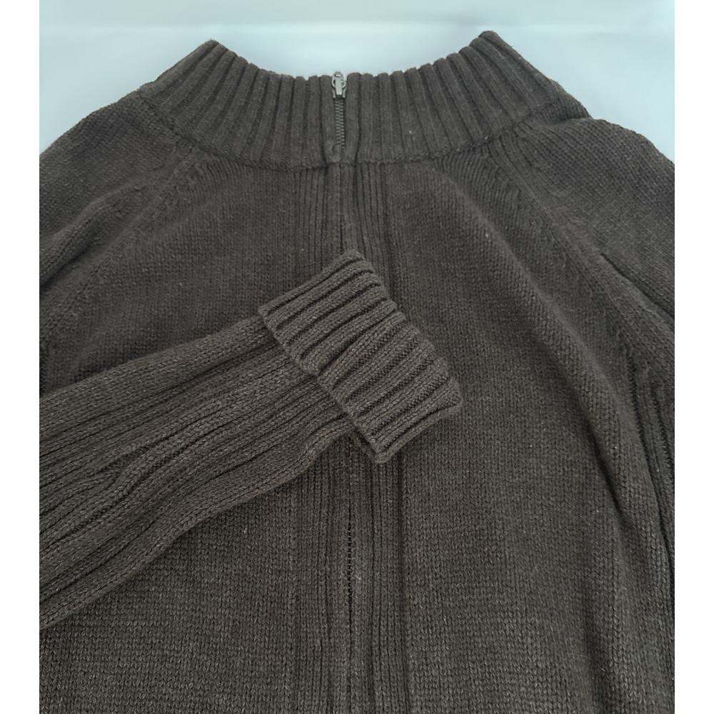 Great‎ Northwest Full Zip Cardigan Womens L Brown Ribbed Mock Neck Sweater NWT